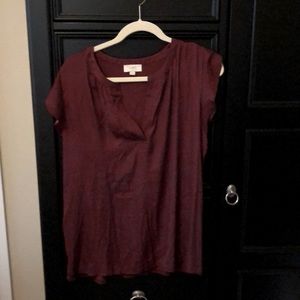 Loft XL burgundy flutter shoulder tank